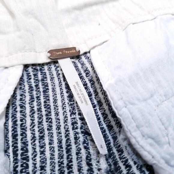 FREE PEOPLE Light At Sunrise High-rise Striped Pants In Indigo Blue 4 - Picture 3 of 9